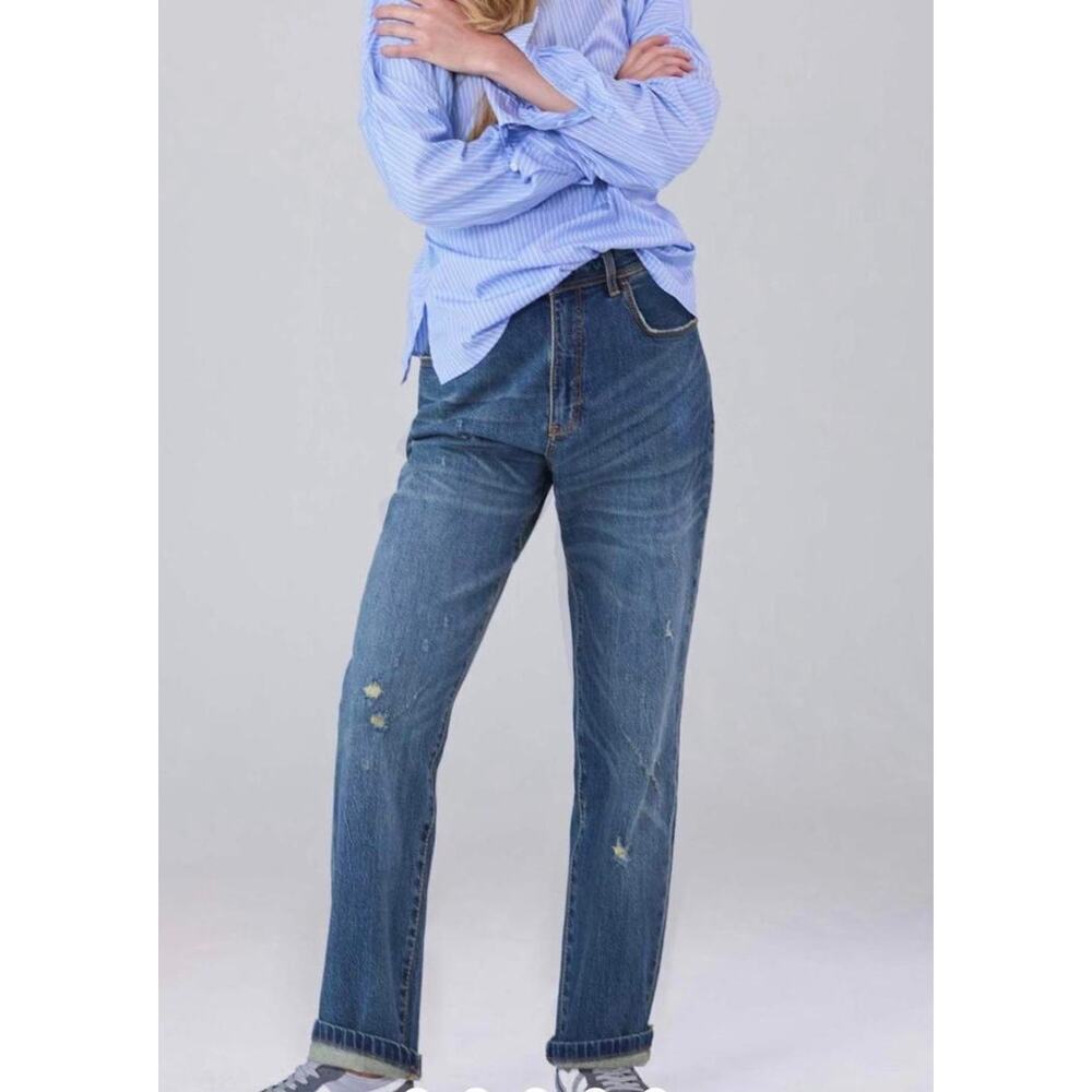 Anthropologie NWT Pilcro The Borrowed Denim Blue Jeans Distressed Grunge Size 29